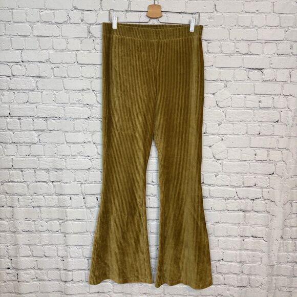 aerie Pants - Aerie Corduroy Flare Pants Womens Large L Mustard Pull On Stretch High Rise Boho